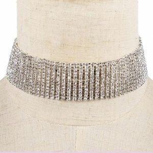 RHINESTONE 10 LINE CHOKER NECKLACE